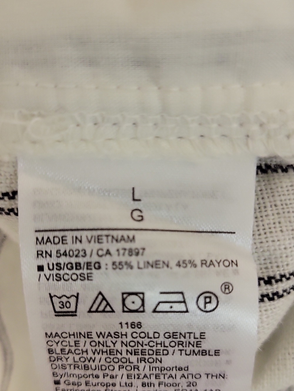 GAP Striped Wide-Leg Drawstring Pants White Black Stripes Large New Linen Blend - Picture 6 of 6